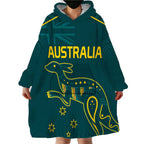 Custom Australia Rugby Wearable Blanket Hoodie Proud of Aussie Kangaroo