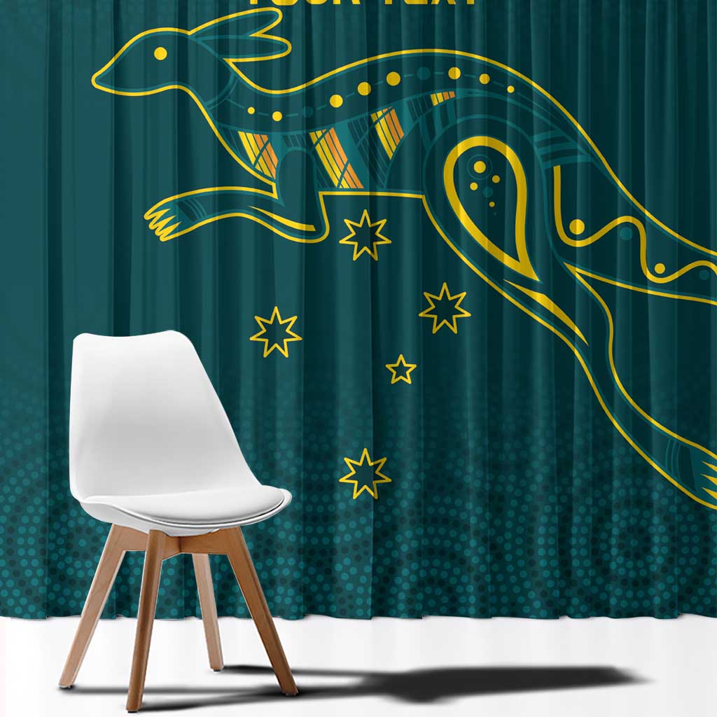 Custom Australia Rugby Window Curtain Proud of Aussie Kangaroo