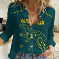 Custom Australia Rugby Women Casual Shirt Proud of Aussie Kangaroo