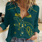 Custom Australia Rugby Women Casual Shirt Proud of Aussie Kangaroo