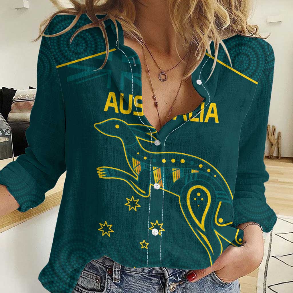 Custom Australia Rugby Women Casual Shirt Proud of Aussie Kangaroo