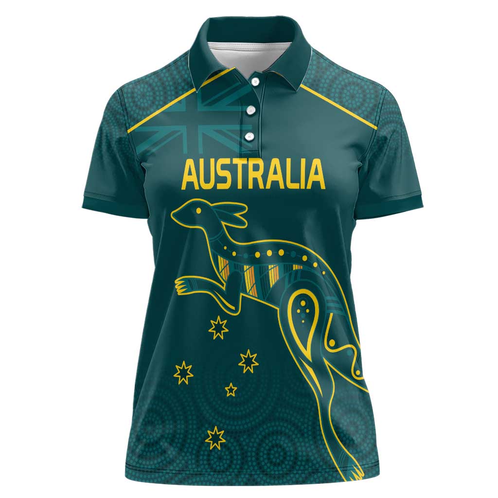 Custom Australia Rugby Women Polo Shirt Proud of Aussie Kangaroo