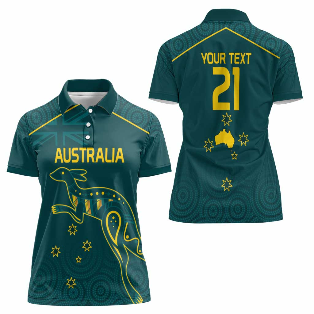 Custom Australia Rugby Women Polo Shirt Proud of Aussie Kangaroo