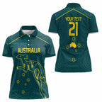 Custom Australia Rugby Women Polo Shirt Proud of Aussie Kangaroo