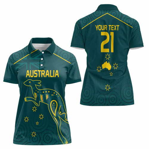 Custom Australia Rugby Women Polo Shirt Proud of Aussie Kangaroo