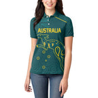 Custom Australia Rugby Women Polo Shirt Proud of Aussie Kangaroo