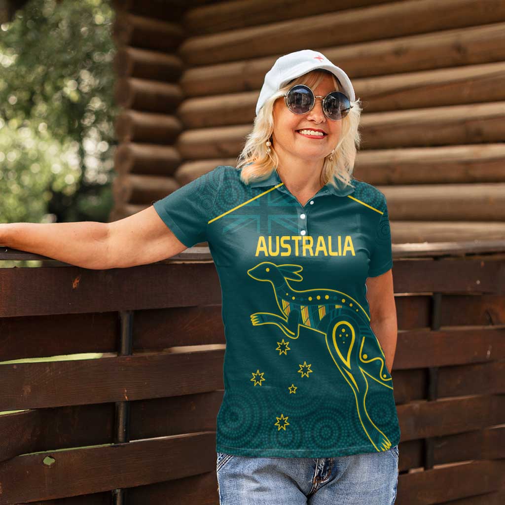 Custom Australia Rugby Women Polo Shirt Proud of Aussie Kangaroo