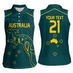 Custom Australia Rugby Women Sleeveless Polo Shirt Proud of Aussie Kangaroo