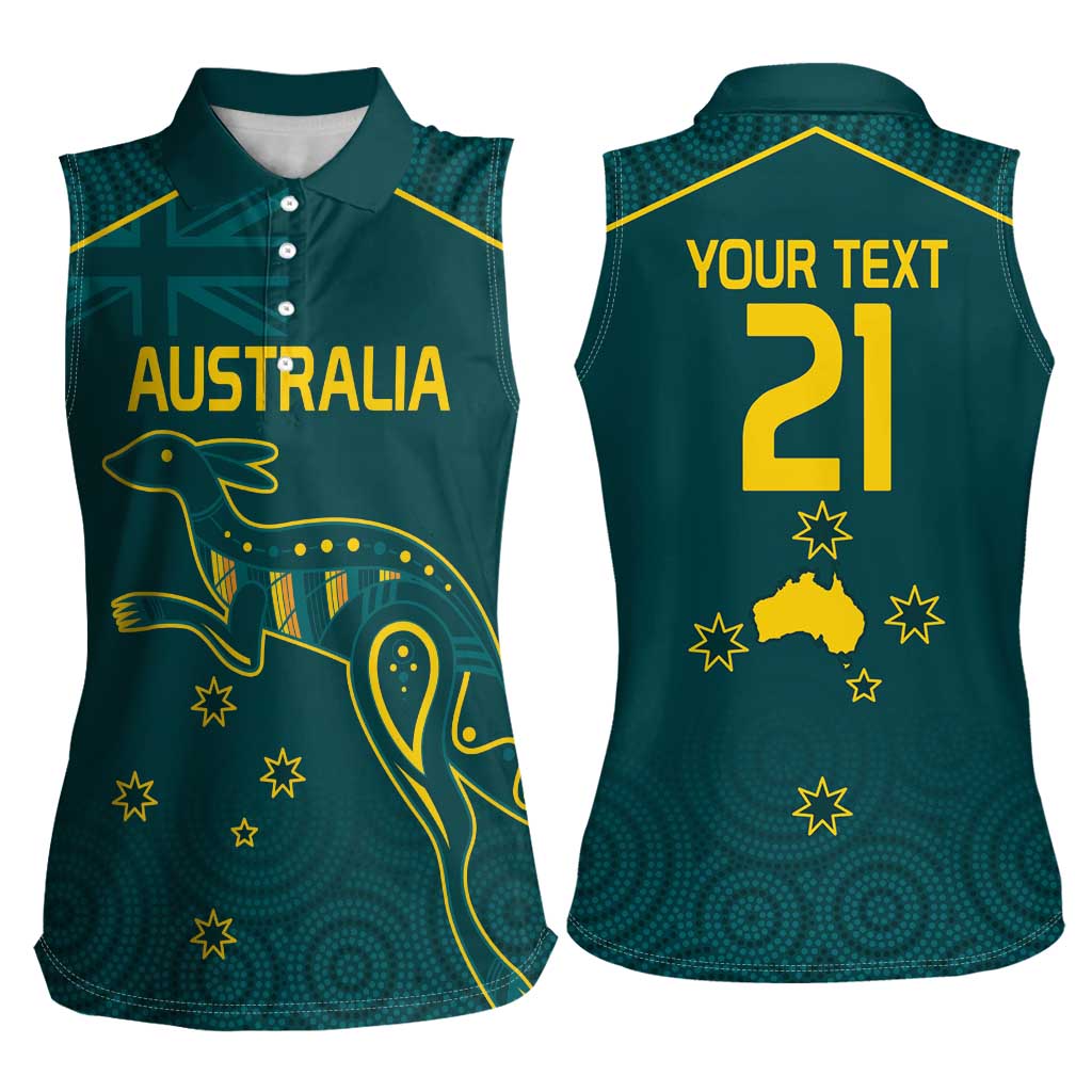 Custom Australia Rugby Women Sleeveless Polo Shirt Proud of Aussie Kangaroo