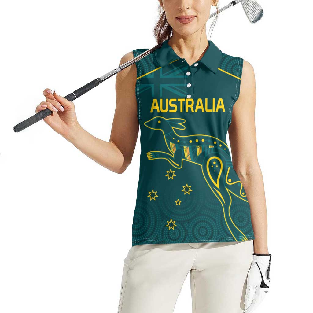 Custom Australia Rugby Women Sleeveless Polo Shirt Proud of Aussie Kangaroo