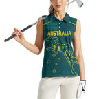 Custom Australia Rugby Women Sleeveless Polo Shirt Proud of Aussie Kangaroo