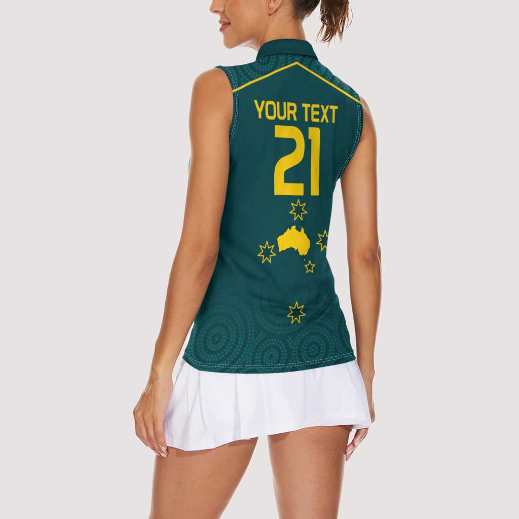 Custom Australia Rugby Women Sleeveless Polo Shirt Proud of Aussie Kangaroo