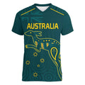 Custom Australia Rugby Women V-Neck T-Shirt Proud of Aussie Kangaroo