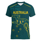 Custom Australia Rugby Women V-Neck T-Shirt Proud of Aussie Kangaroo