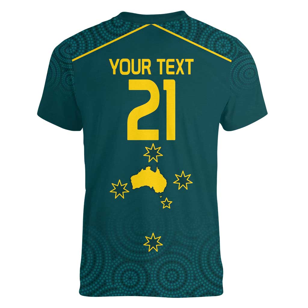 Custom Australia Rugby Women V-Neck T-Shirt Proud of Aussie Kangaroo