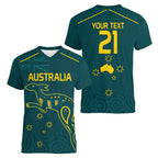 Custom Australia Rugby Women V-Neck T-Shirt Proud of Aussie Kangaroo
