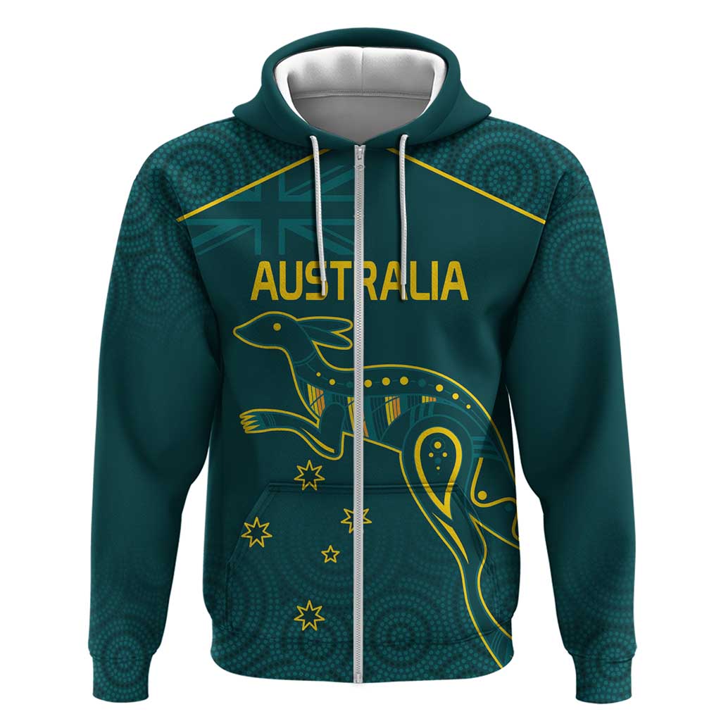 Custom Australia Rugby Zip Hoodie Proud of Aussie Kangaroo