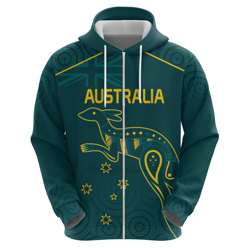 Custom Australia Rugby Zip Hoodie Proud of Aussie Kangaroo