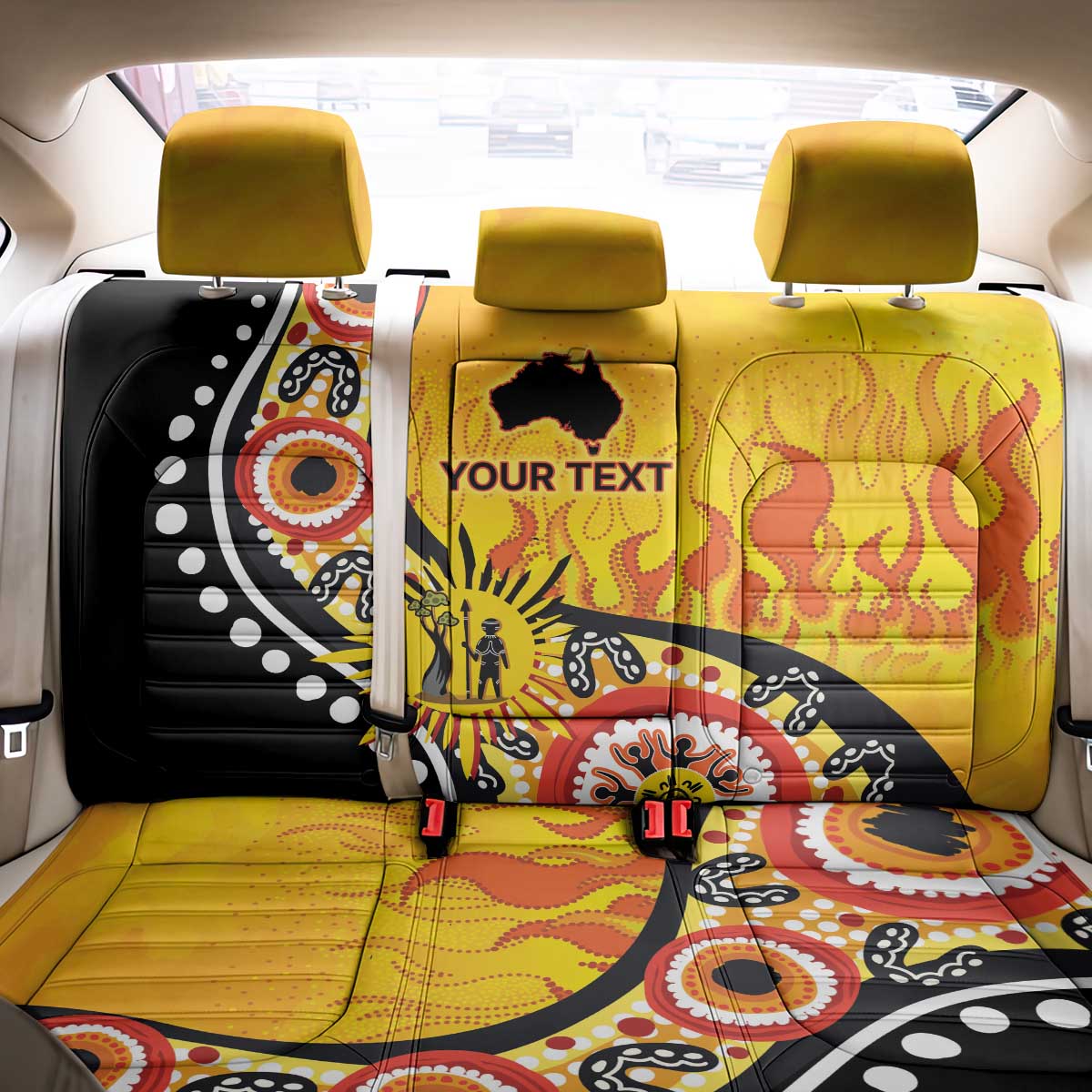 Australia Bushfire Aboriginal Personalised Back Car Seat Cover Bush Fire Dreaming - Aussie Hoodie
