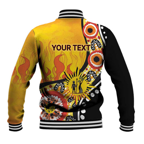 Australia Bushfire Aboriginal Personalised Baseball Jacket Bush Fire Dreaming - Aussie Hoodie
