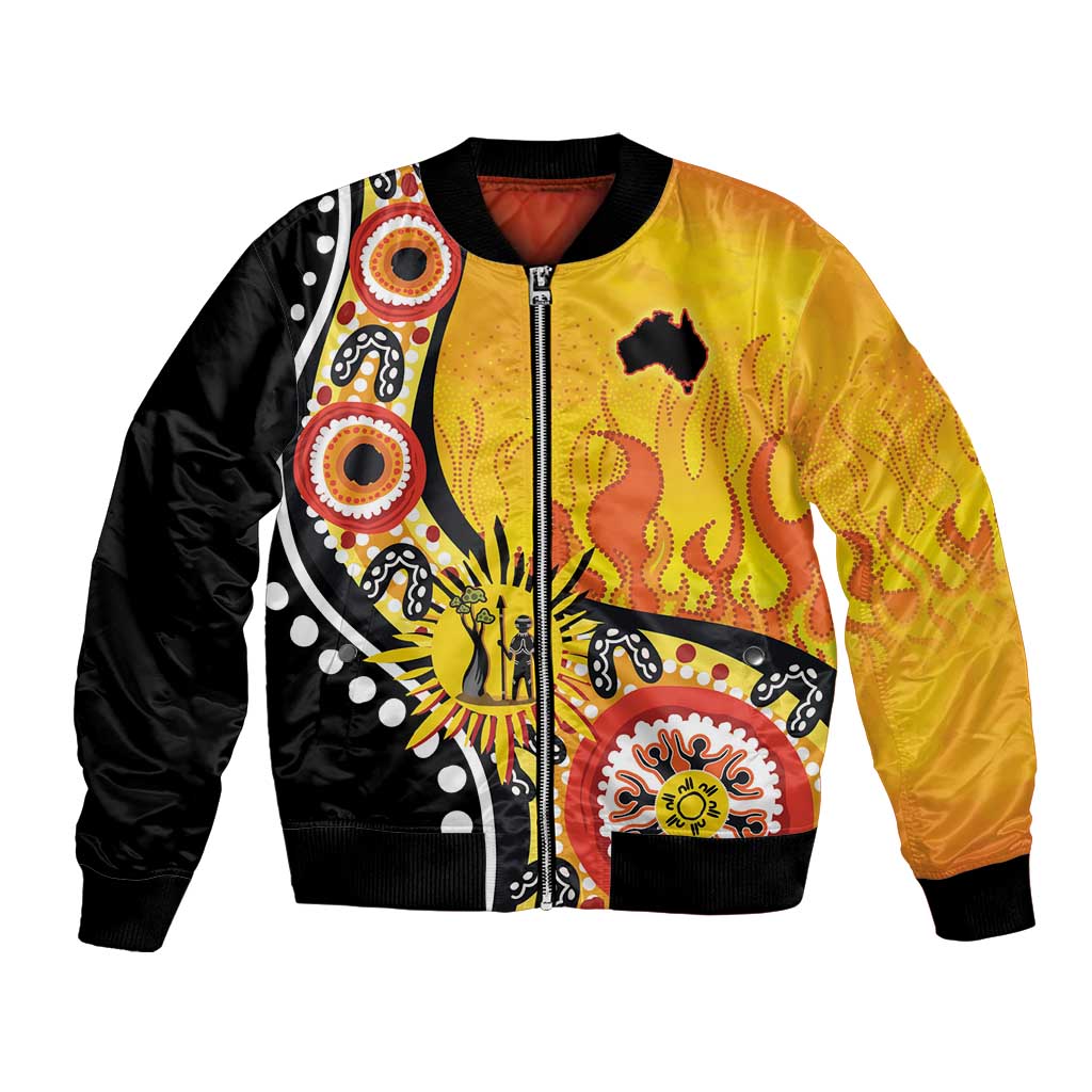 Australia Bushfire Aboriginal Personalised Bomber Jacket Bush Fire Dreaming - Aussie Hoodie