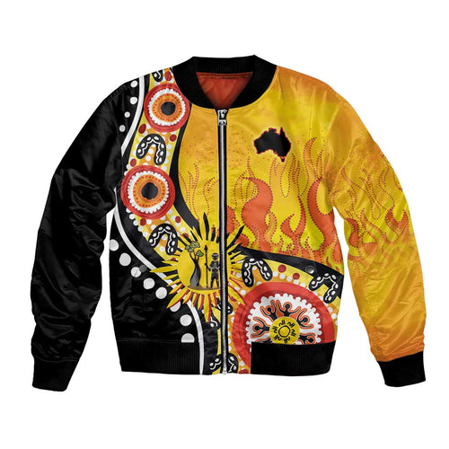 Australia Bushfire Aboriginal Personalised Bomber Jacket Bush Fire Dreaming - Aussie Hoodie