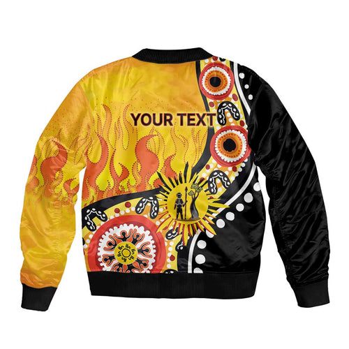 Australia Bushfire Aboriginal Personalised Bomber Jacket Bush Fire Dreaming - Aussie Hoodie