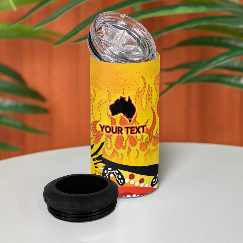 Australia Bushfire Aboriginal Personalised 4 in 1 Can Cooler Tumbler Bush Fire Dreaming - Aussie Hoodie