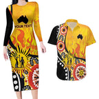 Australia Bushfire Aboriginal Personalised Couples Matching Long Sleeve Bodycon Dress and Hawaiian Shirt Bush Fire Dreaming - Aussie Hoodie