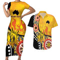 Australia Bushfire Aboriginal Personalised Couples Matching Short Sleeve Bodycon Dress and Hawaiian Shirt Bush Fire Dreaming - Aussie Hoodie