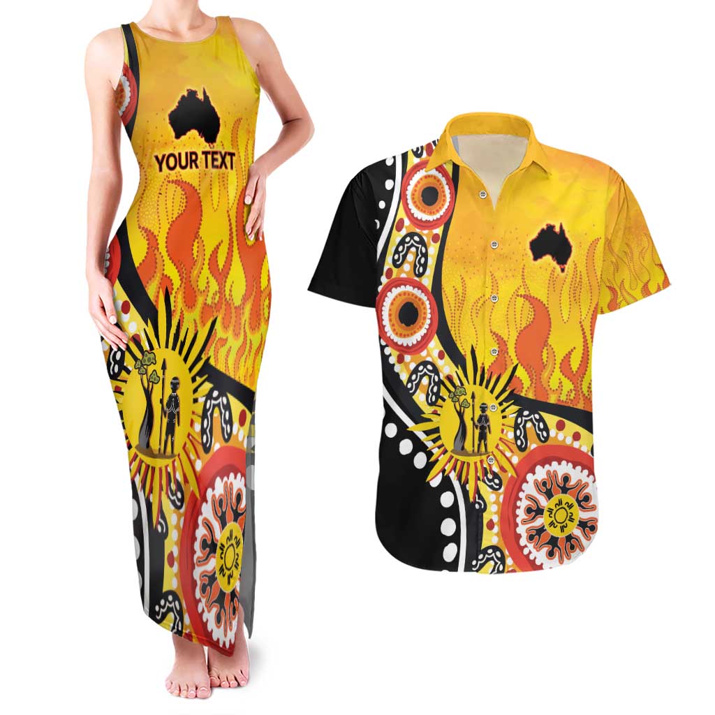 Australia Bushfire Aboriginal Personalised Couples Matching Tank Maxi Dress and Hawaiian Shirt Bush Fire Dreaming - Aussie Hoodie