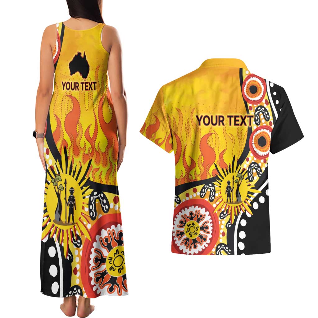 Australia Bushfire Aboriginal Personalised Couples Matching Tank Maxi Dress and Hawaiian Shirt Bush Fire Dreaming - Aussie Hoodie