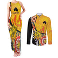 Australia Bushfire Aboriginal Personalised Couples Matching Tank Maxi Dress and Long Sleeve Button Shirt Bush Fire Dreaming - Aussie Hoodie