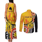 Australia Bushfire Aboriginal Personalised Couples Matching Tank Maxi Dress and Long Sleeve Button Shirt Bush Fire Dreaming - Aussie Hoodie