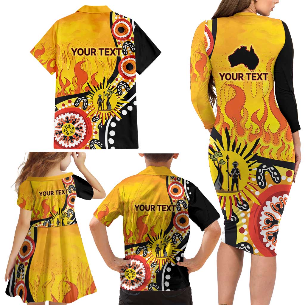 Australia Bushfire Aboriginal Personalised Family Matching Long Sleeve Bodycon Dress and Hawaiian Shirt Bush Fire Dreaming - Aussie Hoodie