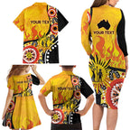 Australia Bushfire Aboriginal Personalised Family Matching Long Sleeve Bodycon Dress and Hawaiian Shirt Bush Fire Dreaming - Aussie Hoodie