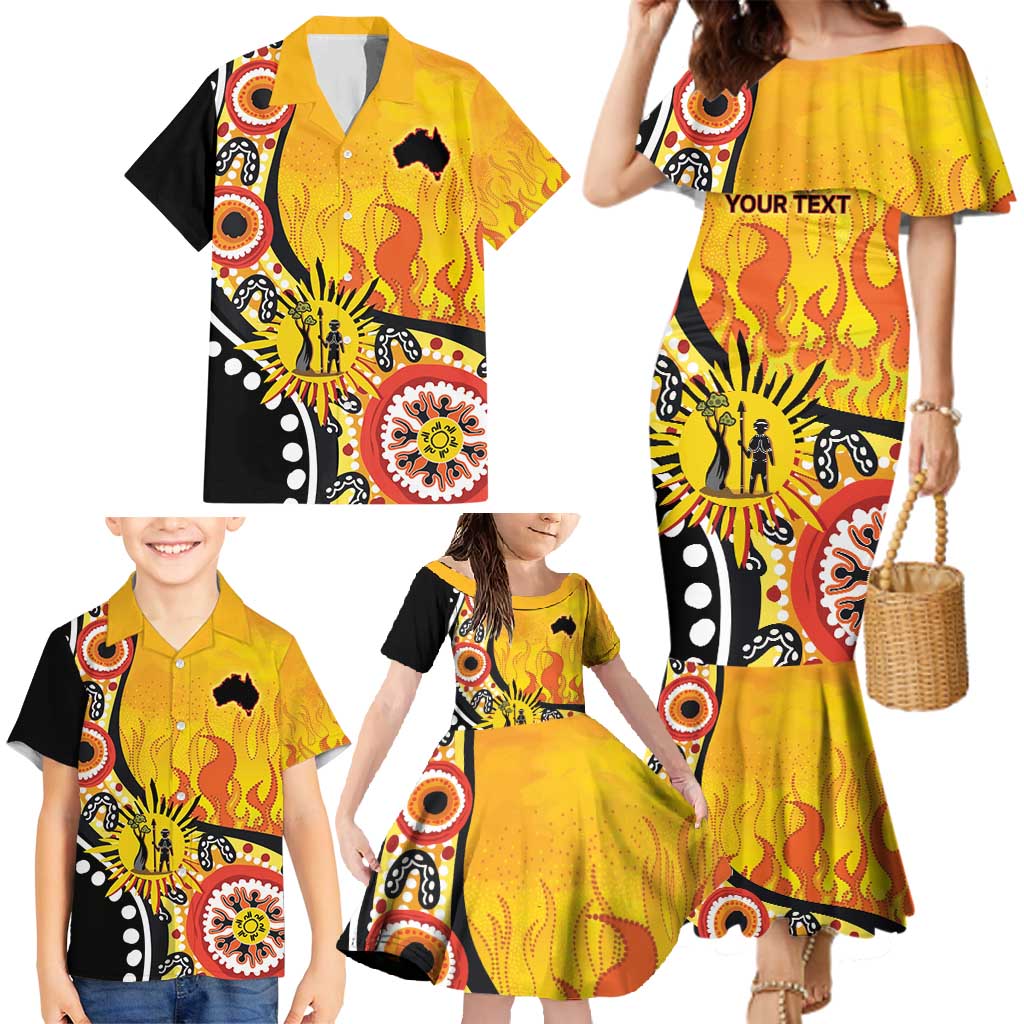 Australia Bushfire Aboriginal Personalised Family Matching Mermaid Dress and Hawaiian Shirt Bush Fire Dreaming - Aussie Hoodie