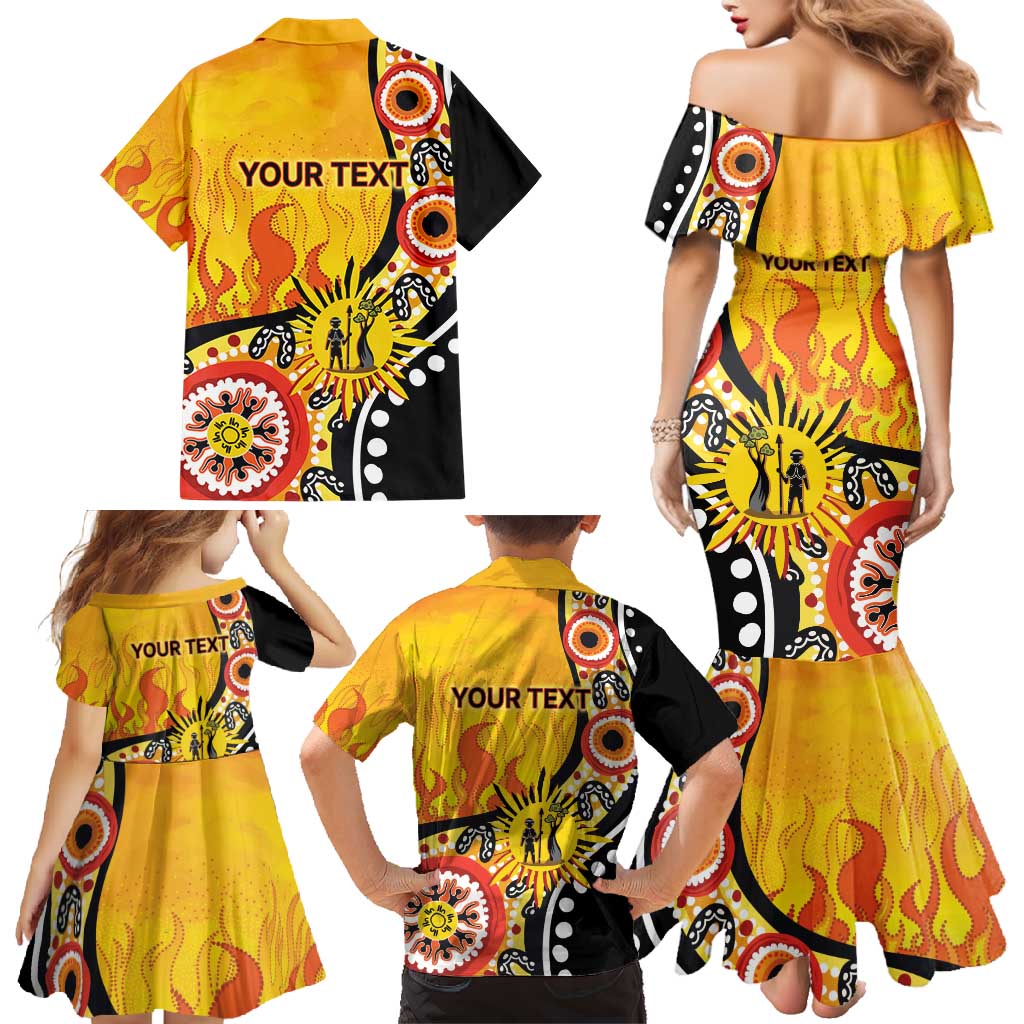 Australia Bushfire Aboriginal Personalised Family Matching Mermaid Dress and Hawaiian Shirt Bush Fire Dreaming - Aussie Hoodie