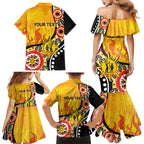 Australia Bushfire Aboriginal Personalised Family Matching Mermaid Dress and Hawaiian Shirt Bush Fire Dreaming - Aussie Hoodie