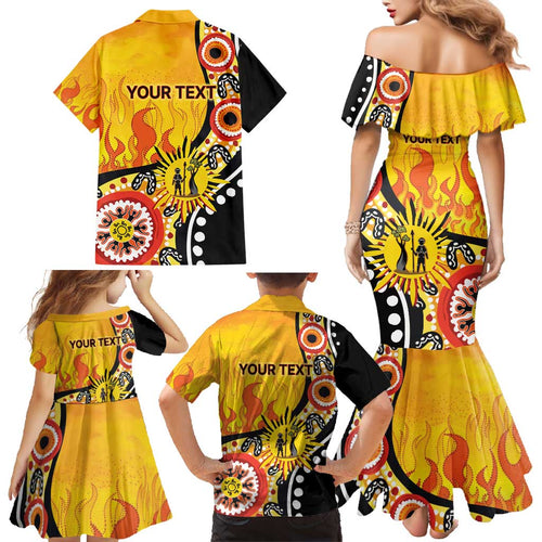 Australia Bushfire Aboriginal Personalised Family Matching Mermaid Dress and Hawaiian Shirt Bush Fire Dreaming - Aussie Hoodie