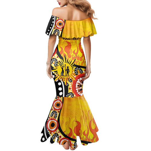 Australia Bushfire Aboriginal Personalised Family Matching Mermaid Dress and Hawaiian Shirt Bush Fire Dreaming - Aussie Hoodie