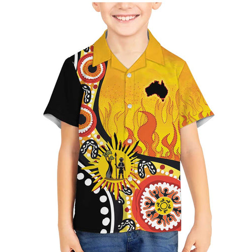 Australia Bushfire Aboriginal Personalised Family Matching Mermaid Dress and Hawaiian Shirt Bush Fire Dreaming - Aussie Hoodie