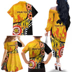 Australia Bushfire Aboriginal Personalised Family Matching Off The Shoulder Long Sleeve Dress and Hawaiian Shirt Bush Fire Dreaming - Aussie Hoodie