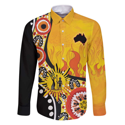 Australia Bushfire Aboriginal Personalised Family Matching Off The Shoulder Long Sleeve Dress and Hawaiian Shirt Bush Fire Dreaming - Aussie Hoodie