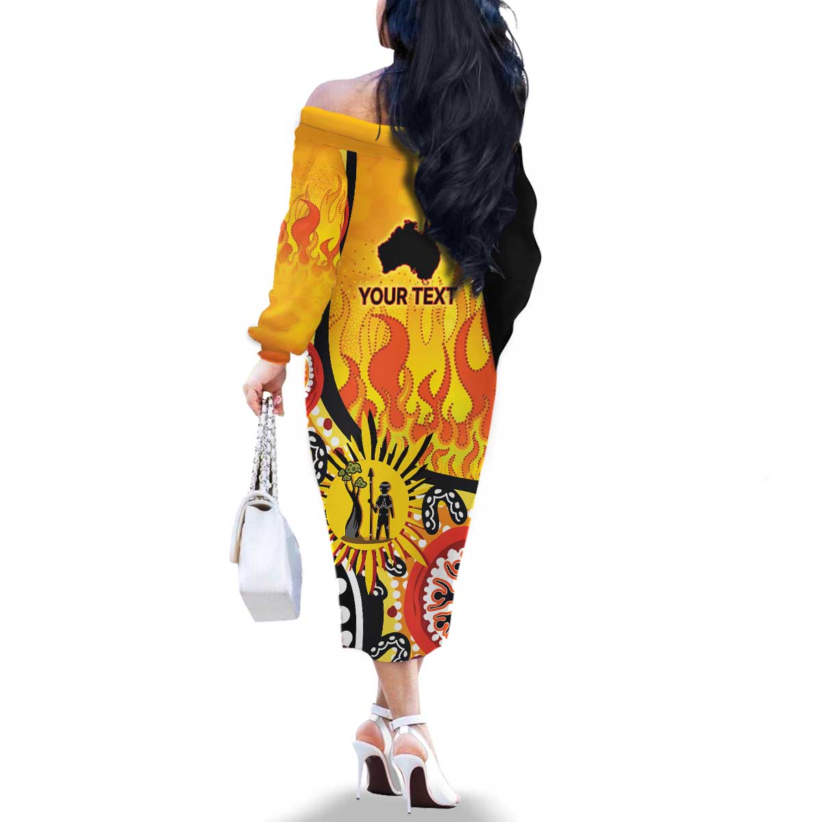 Australia Bushfire Aboriginal Personalised Family Matching Off The Shoulder Long Sleeve Dress and Hawaiian Shirt Bush Fire Dreaming - Aussie Hoodie