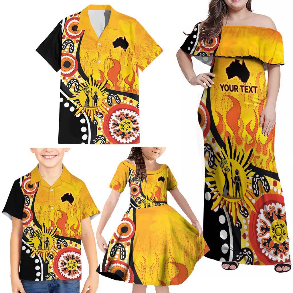 Australia Bushfire Aboriginal Personalised Family Matching Off Shoulder Maxi Dress and Hawaiian Shirt Bush Fire Dreaming - Aussie Hoodie