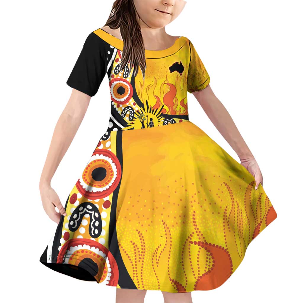 Australia Bushfire Aboriginal Personalised Family Matching Off Shoulder Short Dress and Hawaiian Shirt Bush Fire Dreaming - Aussie Hoodie