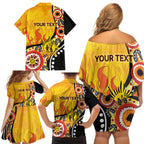Australia Bushfire Aboriginal Personalised Family Matching Off Shoulder Short Dress and Hawaiian Shirt Bush Fire Dreaming - Aussie Hoodie