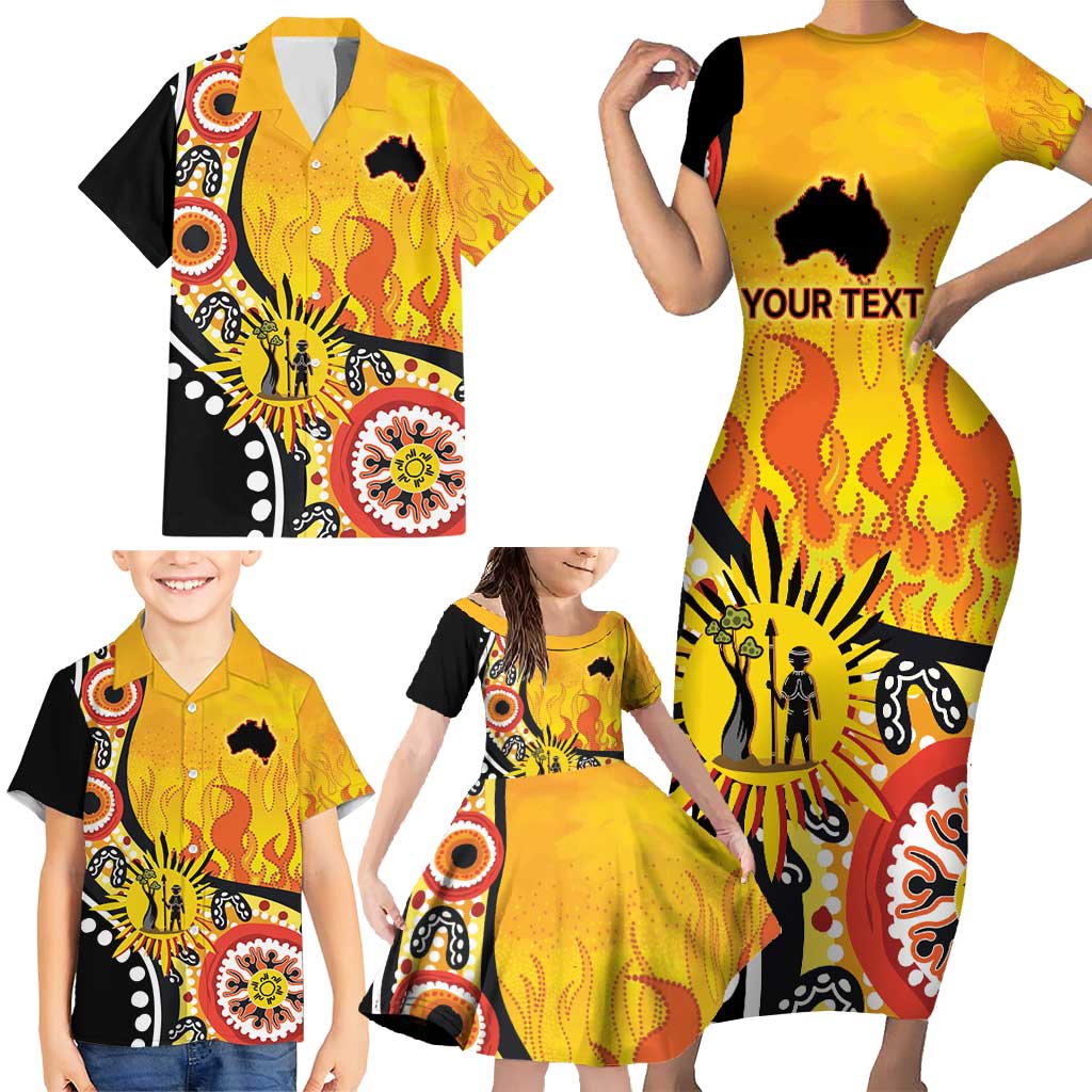 Australia Bushfire Aboriginal Personalised Family Matching Short Sleeve Bodycon Dress and Hawaiian Shirt Bush Fire Dreaming - Aussie Hoodie
