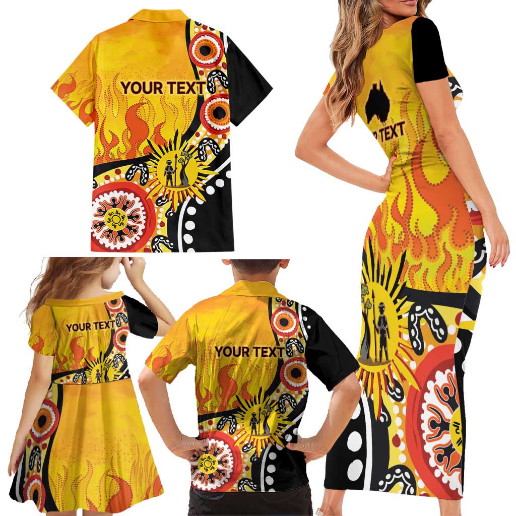 Australia Bushfire Aboriginal Personalised Family Matching Short Sleeve Bodycon Dress and Hawaiian Shirt Bush Fire Dreaming - Aussie Hoodie